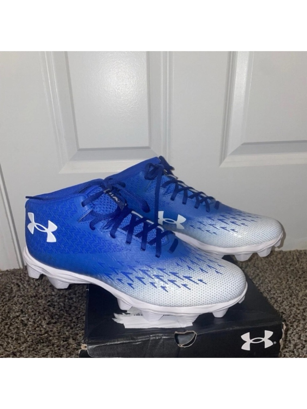 Under Armour Spotlight Fran RM 4.0 Football Cleats Blue/WhiteMen’s Size 10.5